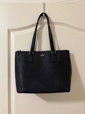 kate spade Black Saffiano Tote with Gold Hardware
